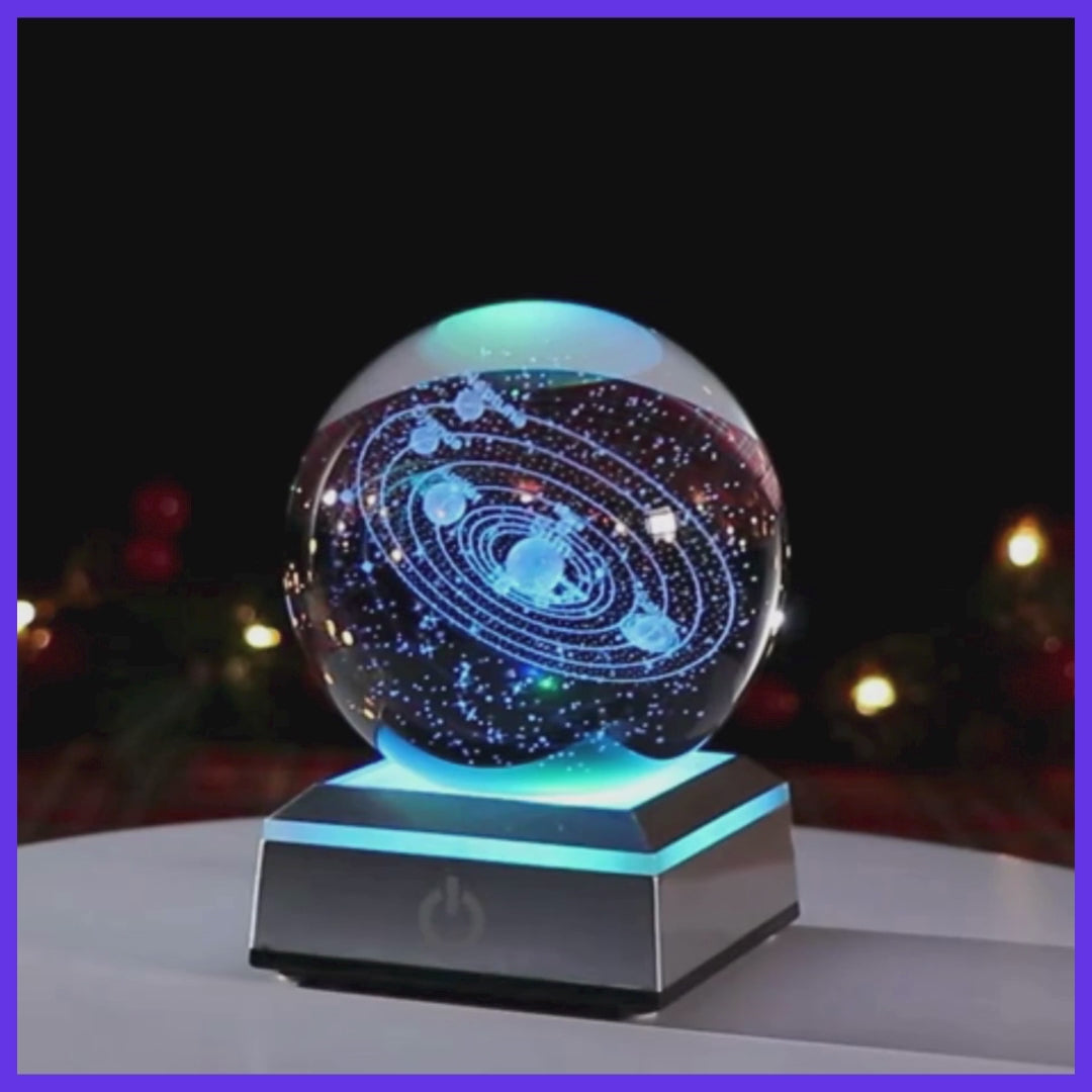 3D Crystal Ball Solar System Night Light.